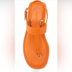 NIB &129 MSRP Aerosoles Women’s Cherry Flat Sandals in Mandarin Orange Size 5.5